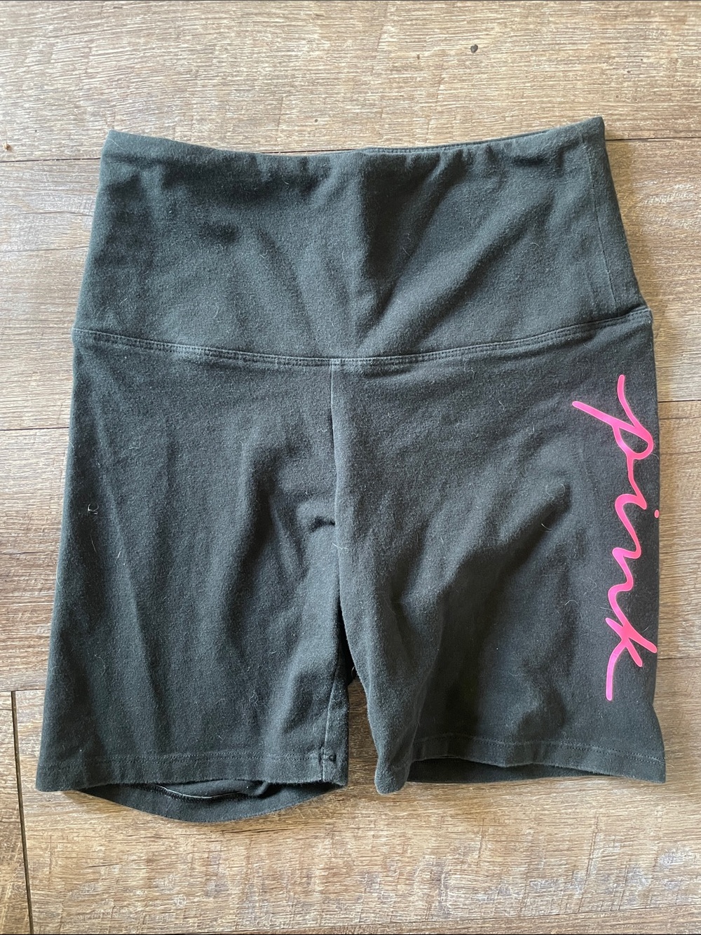 Victoria's Secret PINK Black High Waisted Yoga Shorts Cotton Blend